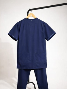 Ensembles de blouses et pantalons médicaux respirants et personnalisables de couleur unie pour femmes, avec col en V - Product Image 2