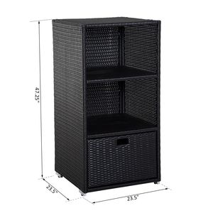 Mobiletto porta asciugamani da piscina marrone scuro 47 pollici, in rattan PE, con 2 ripiani e cassetto inferiore, per patio e giardino, in plastica - Product Image 3