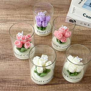 Velas de cera de soja con flor de tulipán hechas a mano, tarro de cristal, fragancia de aromaterapia ecológica para boda, vacaciones, Día de San Valentín, hogar - Product Image 5