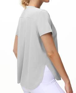 เสื้อยืดผู้หญิงสีเทาอ่อน แขนสั้น ผ้าฝ้าย คอกลม ระบายอากาศดี เหมาะสำหรับฤดูร้อน รับสกรีนโลโก้ - Product Image 5