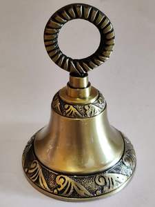 Campana Decorativa de Pared de Latón Estilo Jhumka Antiguo de la India, Campana Vintage en Latón con Acabado en Oro Rosa - Product Image 3