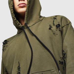 Sweat à capuche brodé appliqué effet vieilli, manches longues, doublure thermique, en mélange de coton - Product Image 5