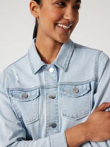 Light Blue Women Denim <b>Jacket</b> Lightweight Breathable Jean Coat for Summer - Product Image 4