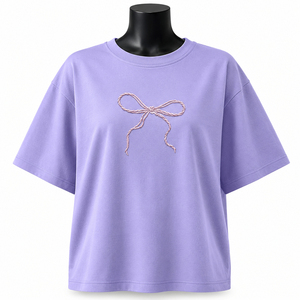 Camiseta Extra Grande Personalizada para Mujer, de Algodón, Cuello Redondo, con Bordado de Lazo, Diseño Gráfico, Camiseta de Alta Calidad con Precio Personalizado - Product Image 1