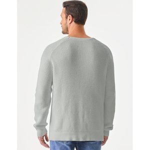 2025 hommes décontracté coupe ample col rond pull pull gaufré texturé chandails tricotés avec bord côtelé pour la saison d'automne - Product Image 1