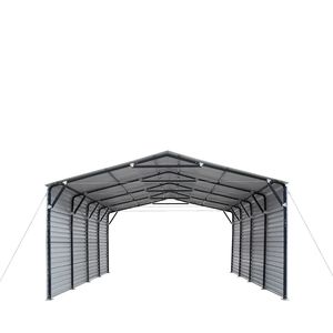TMG MSC2020F Abri de voiture métallique simple 20FT x 20FT avec parois latérales fermées de 10FT, 400 pieds carrés, panneaux ondulés 27 GA pour abri de garage - Product Image 2
