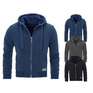 Sweat-shirt à capuche zippé pour homme, personnalisé, épais, doublé en sherpa, polaire lourd et chaud, avec poches et cordon de serrage, vêtement d'extérieur décontracté pour l'hiver - Product Image 4