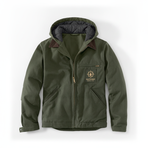 Chaqueta Utilitaria Outpost Supply Co, Color Verde Sólido, Cierre de Cremallera, Corte Regular, Resistente al Viento, Decoración con Parches, Ropa de Otoño - Product Image 1
