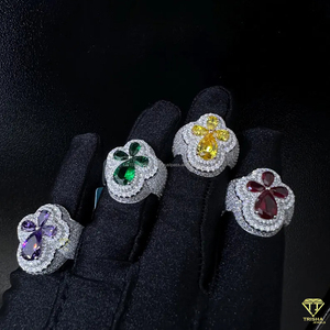 แหวนเพชรโมอิสซาไนต์ลายดอกไม้สุดหรู ชุบทองคำขาว เครื่องประดับแฟชั่น - Product Image 4