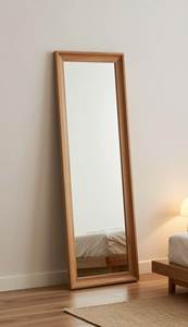 Espejo de pie moderno de madera maciza, espejo de pared con marco rectangular redondeado de madera, decoración decorativa para el hogar - Product Image 5
