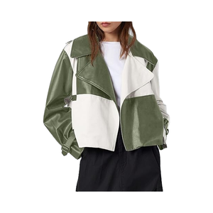 แจ็กเก็ตหนังสำหรับผู้หญิงแจ็กเก็ตหนังผู้หญิงแขนยาวดีไซน์ไม่เหมือนใคร - Product Image 3