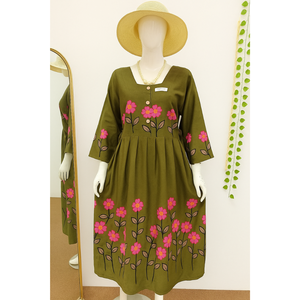 Camisón de Verano para Mujer, Casual, de Manga Corta, Cuello Cuadrado, Cintura Elástica, Suave y Transpirable, de Cheery, Apto para Hijab - Product Image 1