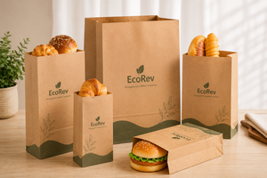 Bolsa de papel kraft impresa personalizada con ventana para envasado de alimentos, reciclable, autoformable, de forma rectangular, con impresión a cuatro colores. - Product Image 4