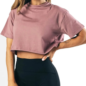 Women <b>Crop</b> <b>Top</b> Shirts Over Size Ladies Street Wear Women Short Sleeve <b>Crop</b> <b>Top</b> T Shirts Custom 100% Cotton Women T-shirts - Product Image 4
