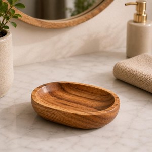Ensemble de salle de bain en bois : porte-brosse à dents, porte-savon, plateau – Accessoires de comptoir minimalistes et écologiques - Product Image 4