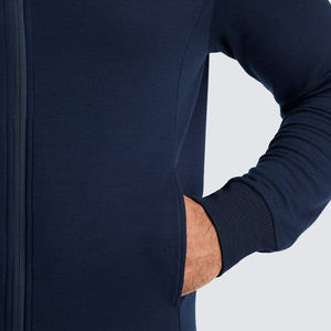 Sweat-shirts à capuche zippés personnalisés sans cordon, bleu marine uni, coupe oversize, en polaire de haute qualité pour hommes, par Ako – Vente flash - Product Image 3