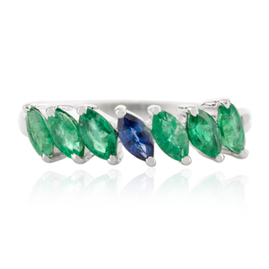 14K Solid Gold Men's Marquise Emerald Sapphire Birthstone <b>Ring</b> <b>Resizable</b> Micro Insert - Product Image 2