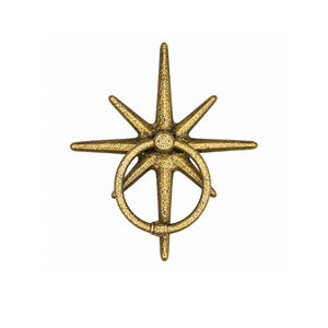 Timbre de Puerta Decorativo de Latón Antiguo con Diseño de Estrella, Herraje de Lujo Vintage para Puertas de Entrada de Casas, Villas y Hoteles - Product Image 1