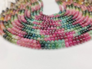 Cuentas de Turmalina de Calidad Multi AAA+ en Forma de Sandía, 5mm, Lisas, Tipo Rondelle, Hilo de Piedras Preciosas Naturales de 13 Pulgadas para Fabricación de Joyas - Product Image 3