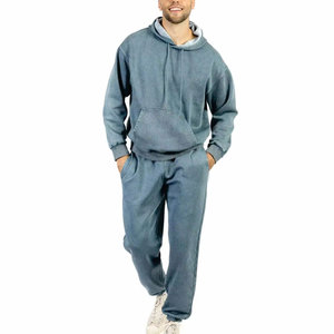 Ensemble de survêtement délavé à l'acide, matière respirante, tissu doux, idéal pour la course, la gym et l'usage quotidien - Product Image 1