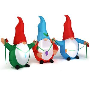 Decorazione Natalizia Gonfiabile in PVC Illuminata da 6,6 Piedi, Divertenti Tre Gnomi Elfi per Giardino, Decorazioni Gonfiabili Natalizie - Product Image 2