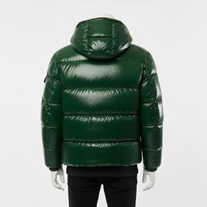 Veste matelassée à capuche verte pour homme, coupe-vent, rembourrée de duvet, vêtements d'extérieur décontractés pour l'hiver, coupe régulière, fermeture éclair - Product Image 4