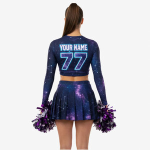 Uniforme de cheerleading personnalisé pour femmes, 2 pièces, haut court et short, sublimation, tenue d'entraînement pour équipe, uniforme de cheerleading pour entraînement - Product Image 6