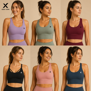 กางเกงโยคะถักแบบสั่งทำสำหรับผู้หญิง X Sports City สีพื้น คอวี ระบายอากาศได้ดี ยืดได้สี่ทิศทาง แห้งเร็ว ด้านหน้า - Product Image 1