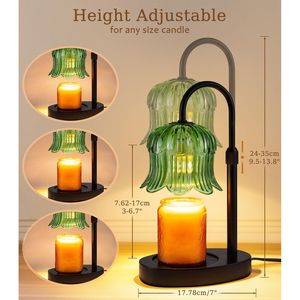 Lampe chauffe-cire en forme de fleur avec minuterie, lumière à intensité variable et sans flamme, brûleur de bougies tulipe, diffuseur de parfum sans flamme - Product Image 1