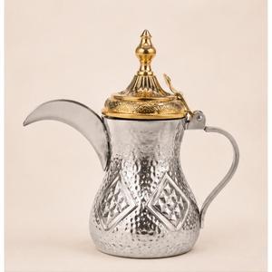 Luxury Traditional Arabic Coffee <b>Pot</b> Dallah Handmade Brass Hammered Teapot Gold Silver Finish for Ramadan Eid Gift <b>Set</b> - Product Image 3