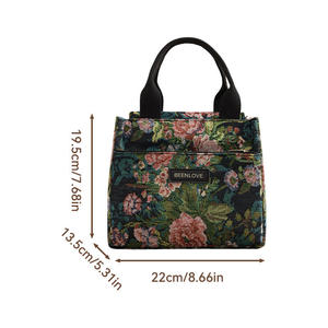Modern Botanical Print <b>Insulated</b> <b>Lunch</b> Handbag Large Capacity Leakproof Food Storage Organizer for Professionals - Product Image 2