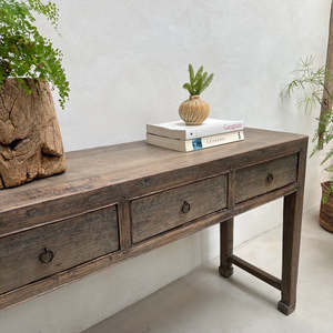 Mesa Consola Estrecha Antigua de Madera Maciza para Entrada o Pasillo, Mueble Rústico Vintage para Decoración de Sala de Estar Estilo Granja - Product Image 3