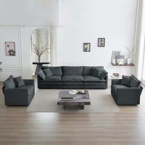 Set Divano Moderno a 3 Posti 1+1+3 con Poltrona e Divanetto per Soggiorno con Braccioli Contemporanei - Product Image 2