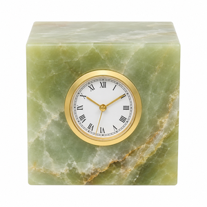2026 Impex Pakistan Green <b>Marble</b> Desk <b>Clock</b> Roman Numeral Analog Timepiece Decorative Office Table <b>Clock</b> - Product Image 1