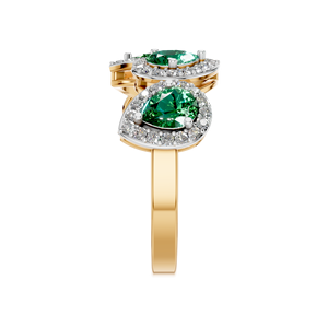 แหวนทรงลูกแพร์สีทอง14K/18K สุดทึ่งของผู้หญิงเครื่องประดับเพชรธรรมชาติมรกตและเพชรชั้นดีสำหรับงานแต่งงานงานหมั้นและงานเลี้ยง - Product Image 2