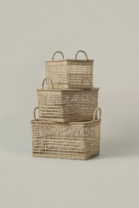 Set Of 3 <b>Rectangular</b> Seagrass <b>Basket</b> with Handles Handmade Storage <b>Basket</b> Wholesale eco-friendly Made in Viet Nam - Product Image 2