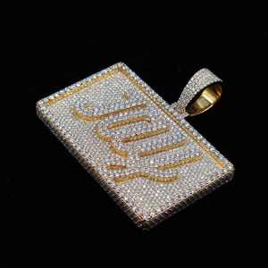 จี้เพชรโมอิสซาไนต์ VVS เงินแท้ 925 สำหรับผู้ชาย พร้อมจี้ตัวอักษรและตัวเลขแบบกำหนดเอง สไตล์ฮิปฮอป - Product Image 1