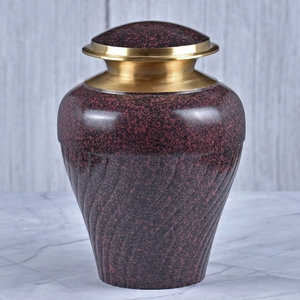 Urna Funeraria de Latón Roja y Dorada con Superficie Pulida para Cenizas Humanas, Urna Conmemorativa y Funeraria - Product Image 1