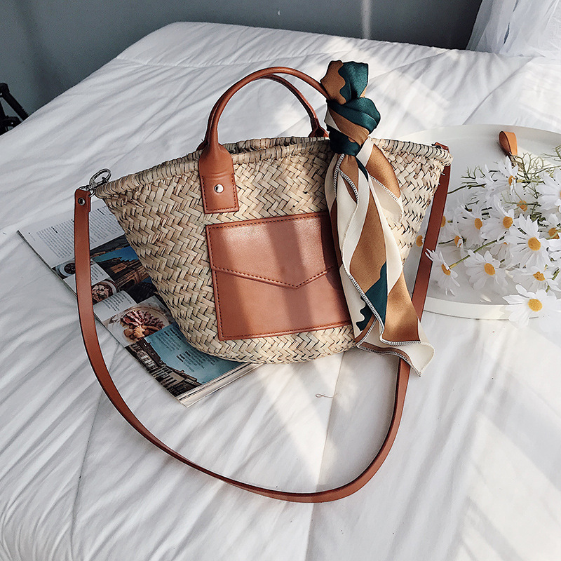 Beach Bag Bolsa Tela Pull And Bear Bolsa De Paja De Malasia