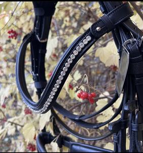 Bride de cheval en cuir verni véritable de haute qualité Headstall et mèches d'équitation pour la course - Product Image 3