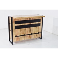 Table de bar haute multifonctionnelle en bois massif de style industriel moderne avec porte-bouteilles et accessoires pour usage domestique, commercial et hôtelier