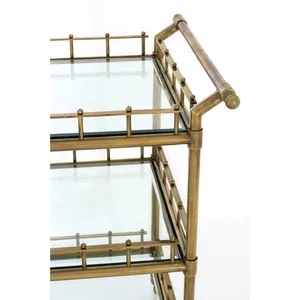 Carrito de Servicio Decorativo de Metal Hecho a Mano de Lujo con Apariencia Elegante de Diseñador, Estantes Utilitarios Espaciosos y Ruedas Resistentes - Product Image 3