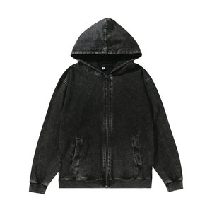 Sudadera con Capucha Negra para Hombre, Cierre de Cremallera, Corte Regular, 100% Algodón Tejido, Estilo Casual para Otoño, Talla M - Product Image 1
