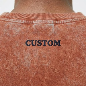 Nouveau T-shirt Homme Oversize en Coton Délavé Effet Brûlé Orange Vintage, Coupe Décontractée, Streetwear, Graphique, Logo Personnalisé - Product Image 4
