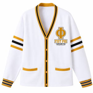 Cardigan en tricot personnalisé pour université et collège, avec logo brodé, cardigan sur mesure, pull en tricot - Product Image 1