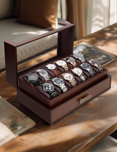 <b>Watch</b> Box for Men 12 Slot Wooden <b>Watch</b> <b>Case</b> With Drawer <b>Watch</b> Display Box 2-Layer <b>Watch</b> Holder for Jewelry <b>Watch</b> Storage for Men - Product Image 4