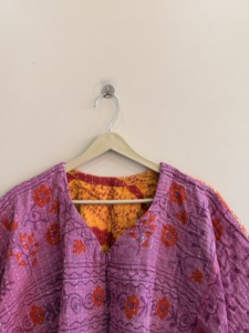 Plus Size Geometric <b>Kantha</b> Quilted Cotton Blouson <b>Jacket</b> for Women - Product Image 4