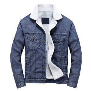 Chaqueta Vaquera para Hombre con Forro de Sherpa, Cuello Camisero, Cortavientos, Abrigo Casual de Invierno, Corte Regular, Cierre de Botones - Product Image 1