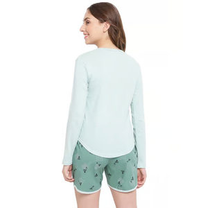 Winter Wear Women <b>Twin</b> <b>Set</b> Lightweight 100% Cotton Long Sleeve Pajama <b>Set</b> Casual Top Printed Short with Oem service - Product Image 3