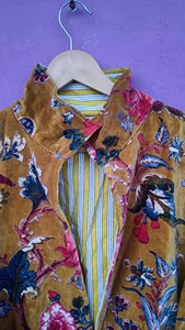Chaqueta de Terciopelo Suave con Estampado Floral Mostaza para Mujer 2026, Abrigo Bohemio con Estampado Botánico, Blazer de Invierno de Inspiración Vintage - Product Image 4